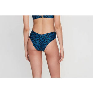 NWT Faithfull The Brand Womens Tropez Bikini Bottom Blance Animal Print Blue L